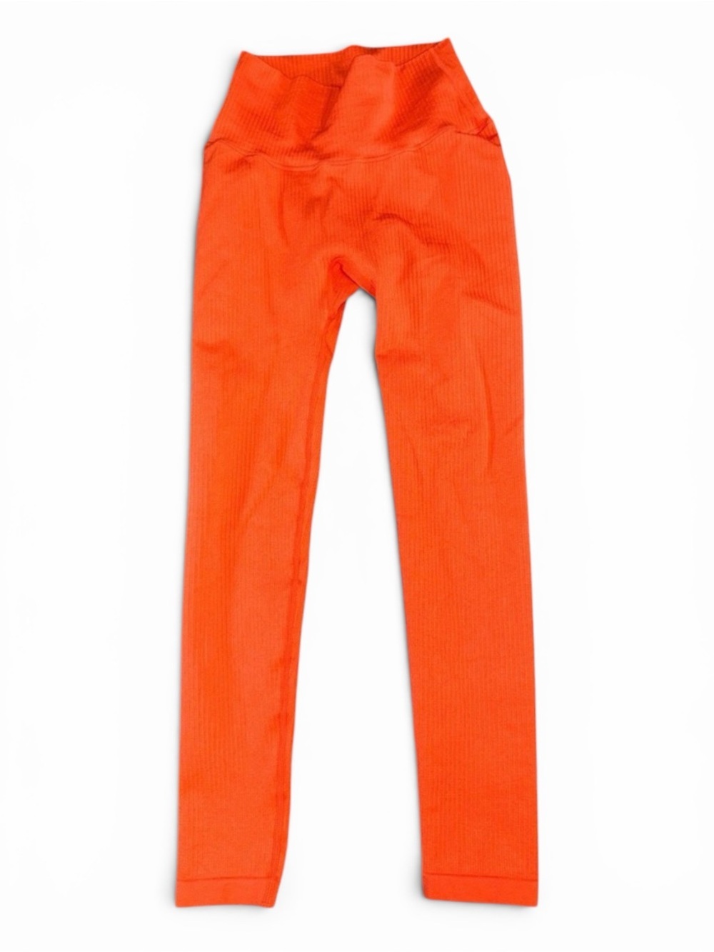Balance Athletica Womens Seamless Ribbed High Waisted Leggings Orange Small